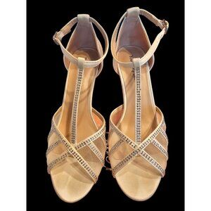 Ivory T-Strap Sparkle Peep Toe Shoe - NEW